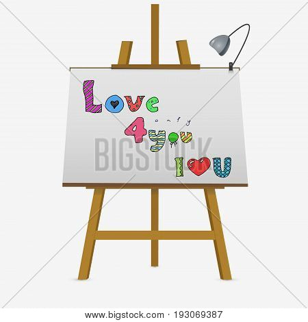 Set Of Hand Drawn Hearts On Easel