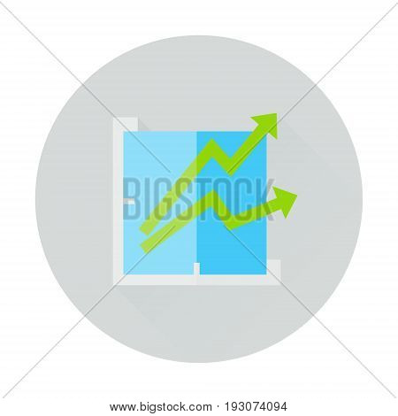 business graph chart presentation flat icon with long shadow