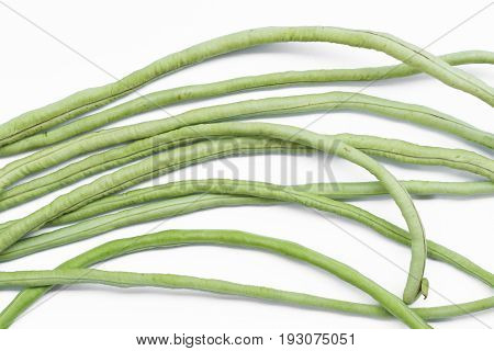 Yardlong Bean Isolated On White Background.