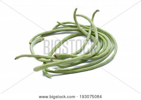 Yardlong Bean Isolated On White Background.