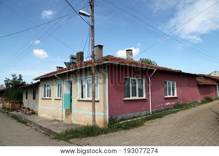 Bilecik, Turkey - May 20, 2017: Traditional Turkish Village House in Kinik, Bilecik. Kinik is a very famous village by pottery works.