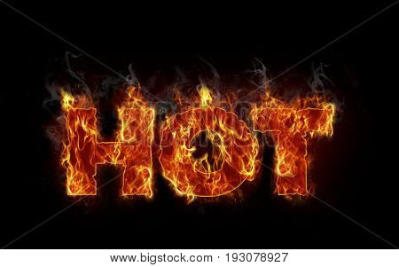 Burning text hot letters in business concept