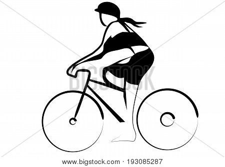 woman cycling isolated oh a white backgroound