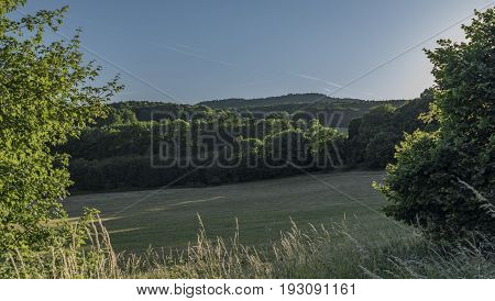 Evening in Ceske Stredohori mountains with Lipska hill