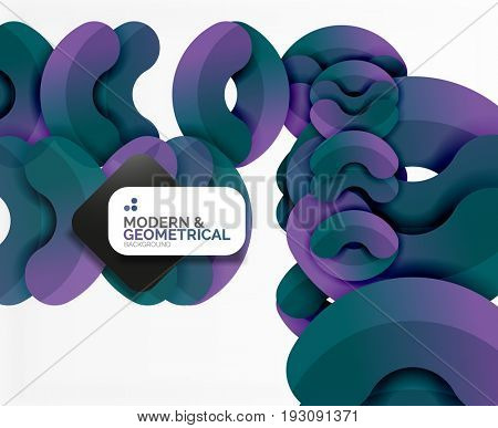 Abstract color geometric round shapes on white - elements with shadow, colorful composition