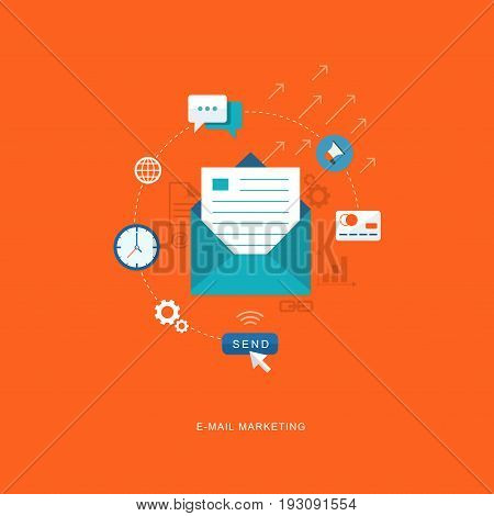 Flat design illustration with icons. E-mai marketing. eps8