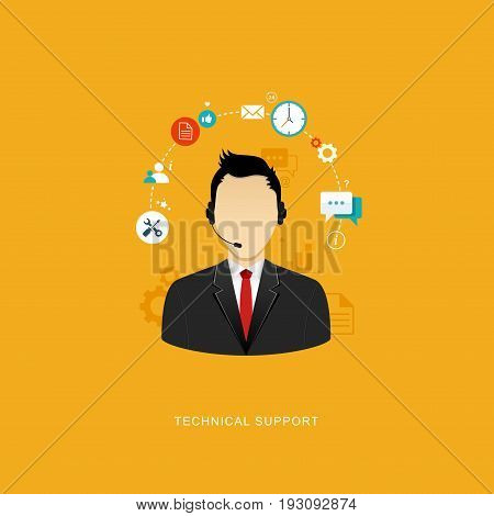 Flat design illustration with icons. Technical support assistant. eps8