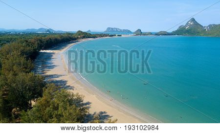 Aerial view of Ao Manao beach bay in the Prachuap Khiri Khan province, Thailand