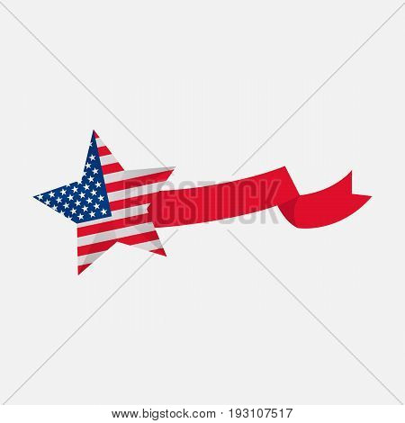 Happy independence day card United States of America. American Flag star ribbon design