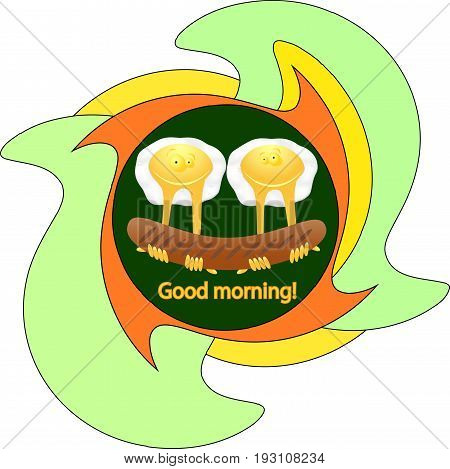 Fried eggs and sausage / beer stand, Bierdeckel / vector