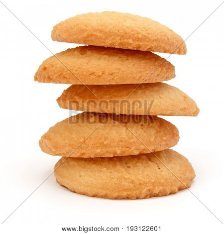 stacked short pastry cookies isolated on white background