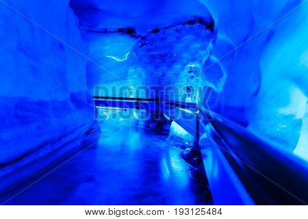 The glacier cave in Mt. Titlis area Engelberg Switzerland.
