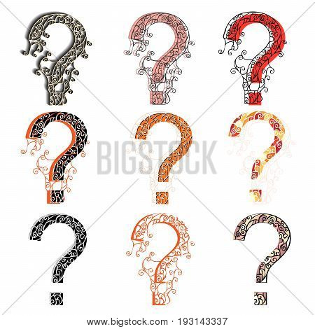 Set of variations fishnet (lace) sign figures ? (question mark).