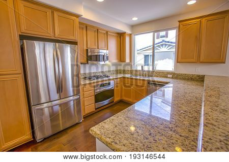 Model home kitchen in southern California ready for a real estate shoot