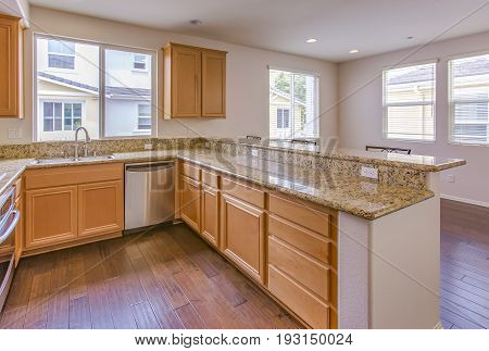 Model home kitchen in southern California ready for a real estate shoot