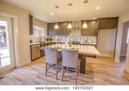 Model home kitchen in southern California ready for a real estate shoot