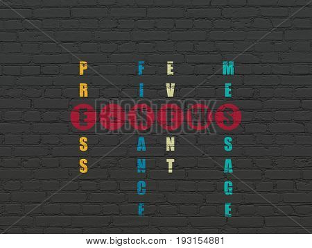 News concept: Painted red word E-news in solving Crossword Puzzle