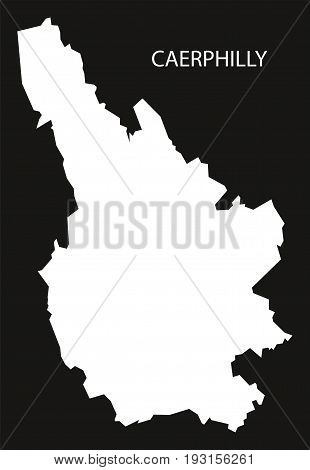 Caerphilly Wales Map Black Inverted Silhouette Illustration