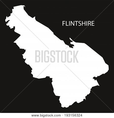 Flintshire Wales Map Black Inverted Silhouette Illustration