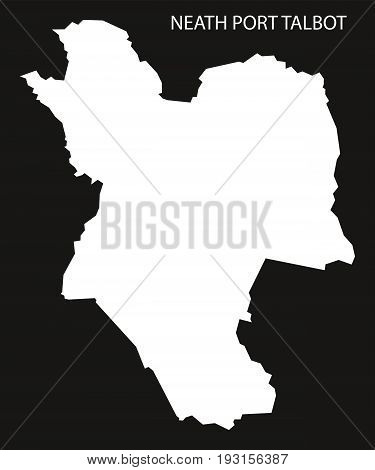 Neath Port Talbot Wales Map Black Inverted Silhouette Illustration