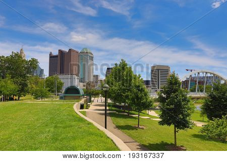The Scioto Trail runs along the river in Columbus, Ohio