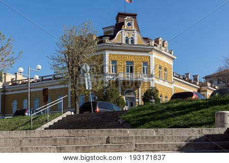 SHUMEN, BULGARIA - APRIL 10, 2017:  Building of Military Club in city of Shumen, Bulgaria