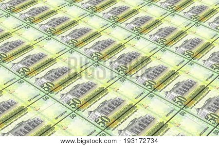 Saudi Arabia rials bills stacks background. 3D illustration.