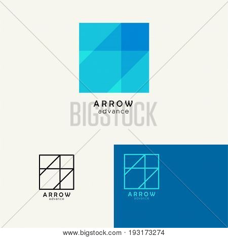 Arrow . Trendy minimalistic template design for logos, emblems, symbols, Icon. Vector elements with business card .