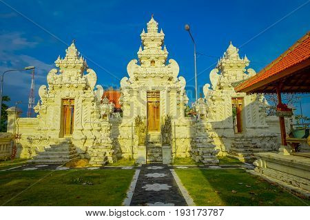 BALI, INDONESIA - MARCH 11, 2017: Entrance of an Indu temple in Ubud, in the island of Bali, located in Indonesia.