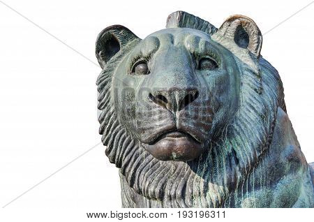 Ancient statue of lion in Sofia city isolated