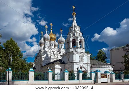 Moscow Russia - May 27 2017: Church of St. Nicholas of Myra in Pyzhi Bolshaya Ordynka Orthodox church Moskvoretsky deaneries of the Moscow diocese an architectural monument of the XVII century
