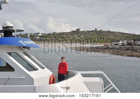 Co Galway , Ireland June 2017, The Aran Islands, Kids In The Ferry .