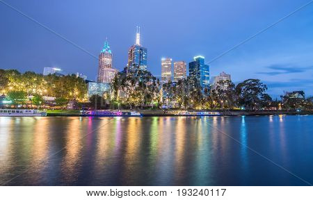 Melbourne city one of the most liveable city in the world, Victoria state of Australia. View from the night time.