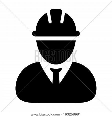 Construction Worker Icon Vector Person Profile Avatar In Glyph Pictogram Illustration