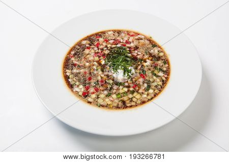Russian Cold Vegetable Soup On Yogurt, Sour-milk Base - Okroshka