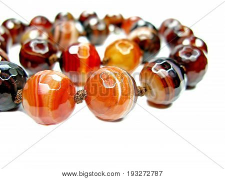 sardonyx semigem jewelry beads isolated on white background