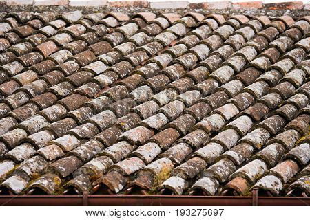 Background with the image of roof covered with Dutch tile