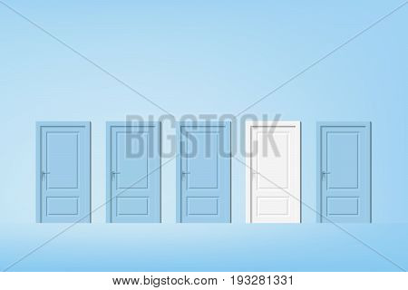 vector alternative door, pastel blue door with one different featured white door