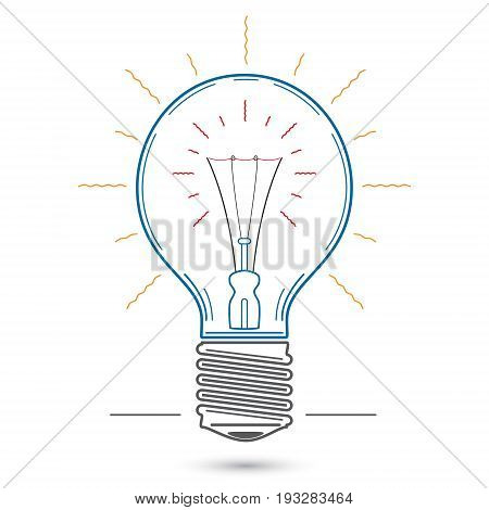 Vector image color graphics bulb drawn in a linear style.