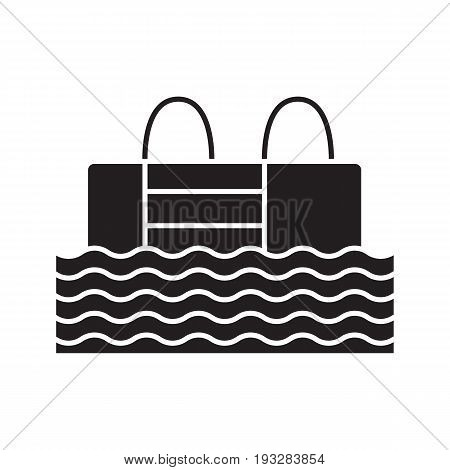 Swimming pool glyph icon. Silhouette symbol. Negative space. Vector isolated illustration