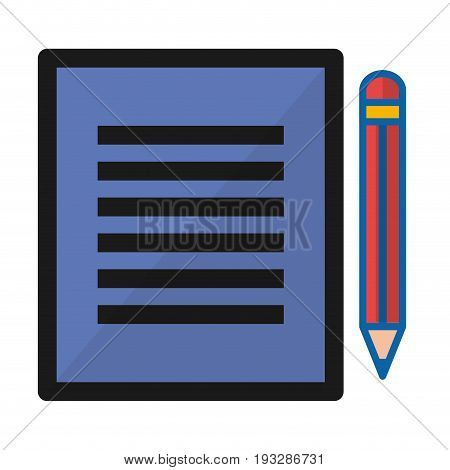 document with pencil isolated iconvector illustration design