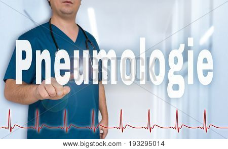 Pneumologie (in German Pneumology) Doctor Shows On Viewer With Heart Rate Concept
