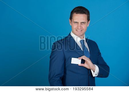 Man Smiling With Bank Or Business Card