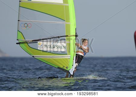 Rio de Janeiro Brazil - august 14 2016: Tuuli PETAJA-SIREN (FIN) during Women's rs-x relay of the Rio 2016 Olympics Games