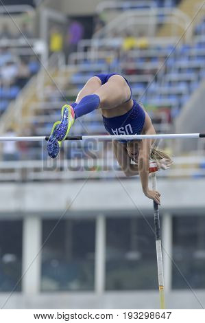 Rio de Janeiro Brazil - august 16 2016: WEEKS Lexi (USA) during Women's Pole Vault in the Rio 2016 Olympics Games
