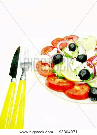 greek salad with cheese olive and tomato
