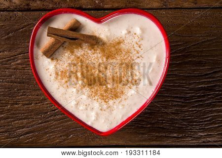 Brazilian Dessert Sweet Canjica Of White Corn With Pacoca Sweet In Bowl And Towel. Festa Junina Part