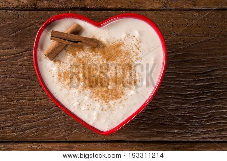 Brazilian Dessert Sweet Canjica Of White Corn With Pacoca Sweet In Bowl And Towel. Festa Junina Part