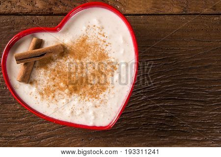 Brazilian Dessert Sweet Canjica Of White Corn With Pacoca Sweet In Bowl And Towel. Festa Junina Part