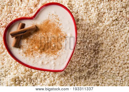 Brazilian Dessert Sweet Canjica Of White Corn With Pacoca Sweet In Bowl And Towel. Festa Junina Part